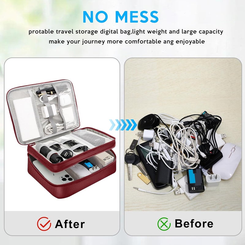 CILLA Electronic Organizer Travel Case, Travel Cord Organizer Case Portable Waterproof Cable Organizer Bag for Charger, Cord, USB, Power Bank, Earphone - Image 4